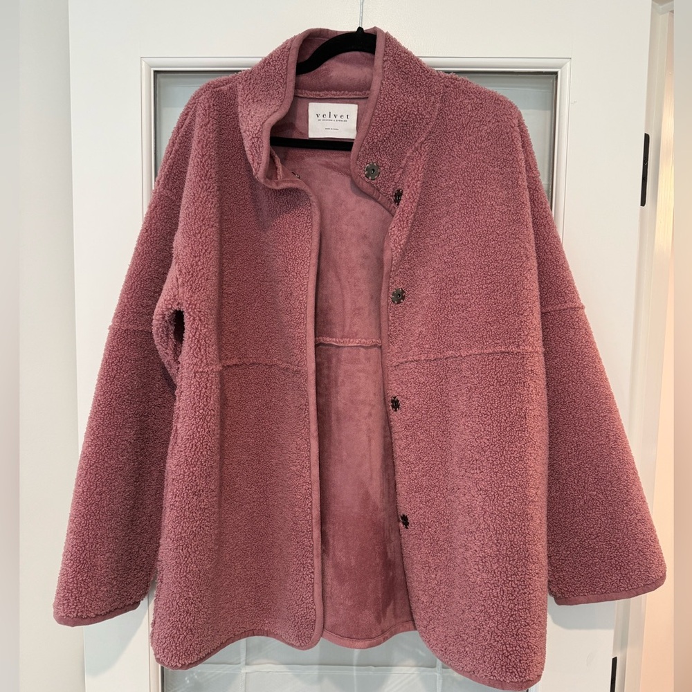 Velvet by Graham & Spencer / Albany Lux Faux Sherpa Jacket / Pink, Size Small - Picture 2 of 3